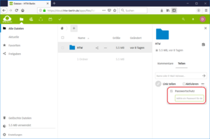 Nextcloud Link teilen Passwort festlegen