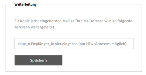 Weiterleitung als Mitarbeiter_in/Professor_in - Screenshot © HTW Berlin Weiterleitungseingabefeld