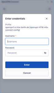 OpenVPN Login View - Screenshot © HTW Berlin OpenVPN Login View