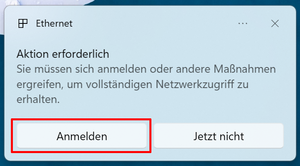Anmeldebenachrichtigungsfenster - Screenshot © HTW Berlin Anmeldebenachrichtigungsfenster