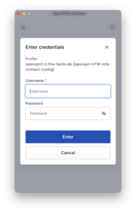 OpenVPN Login - Screenshot © HTW Berlin OpenVPN Login - Screenshot © HTW Berlin