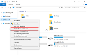 Netzlaufwerk verbinden - Screenshot © HTW Berlin Kontextmenü mit Netzlaufwerk verbinden