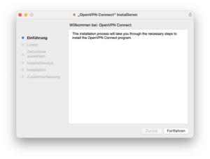 OpenVPN Setup Startansicht - Screenshot © HTW Berlin OpenVPN Setup Startansicht