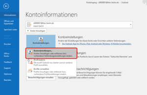 Kontoeinstellungen ändern - Screenshot © HTW Berlin Aufruf der Kontoeinstellungen