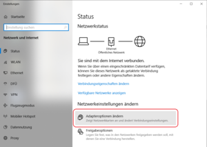 Adapteroptionen aufrufen - Screenshot © HTW Berlin Adapteroptionen aufrufen