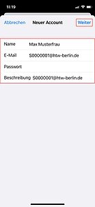 E-Mail-Einstellungen vornehmen - Screenshot © HTW Berlin E-Maileinstellungen