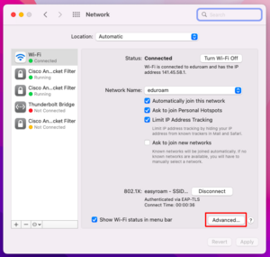 Wi-Fi Setting Window - Screenshot © HTW Berlin Wi-Fi Setting Window - Screenshot © HTW Berlin