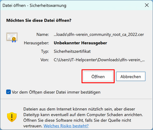 Sicherheitswarnungsfenster
