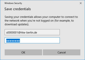 Save credentials Save credentials
