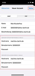 Server-Einstellungen anpassen - Screenshot © HTW Berlin Servereinstellungen
