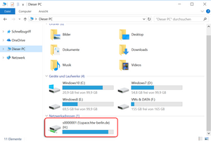 Verbindung hergestellt - Screenshot © HTW Berlin Explorerfenster mit Netzlaufwerk