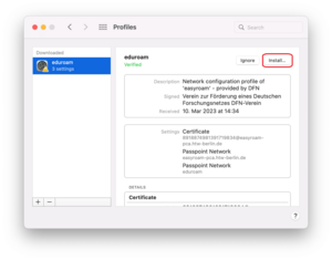 Install profile