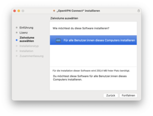 OpenVPN Setup Speicherauswahl - Screenshot © HTW Berlin OpenVPN Setup Speicherauswahl