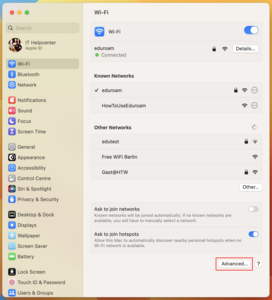 Wlan Setting Window - Screenshot © HTW Berlin Wlan Setting Window - Screenshot © HTW Berlin