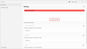 Install new profile