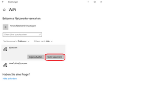 eduroam-Konfiguration löschen