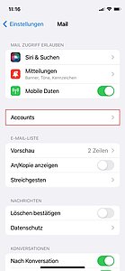 Mail-Accounts anzeigen - Screenshot © HTW Berlin Mail Einstellungen