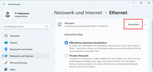 Netzwerkeinstellungsfenster - Screenshot © HTW Berlin Netzwerkeinstellungsfenster
