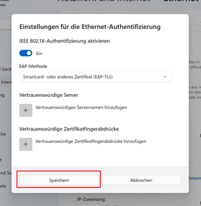 Netzwerkeinstellungsfenster mit Methodenauswahl - Screenshot © HTW Berlin Netzwerkeinstellungsfenster mit Methodenauswahl