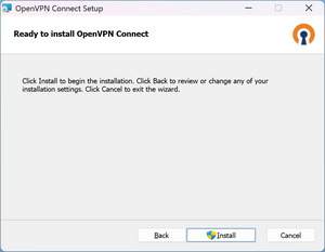 Setup Window of OpenVPN with Installation Confirmation - Screenshot © HTW Berlin Setup Window of OpenVPN with Installation Confirmation