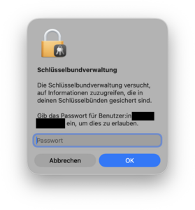 Passwortabfrage Schlüsselbundverwaltung - Screenshot © HTW Berlin Passwortabfrage Schlüsselbundverwaltung