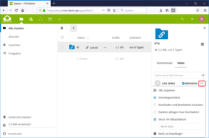Nextcloud Freigabeoptionen