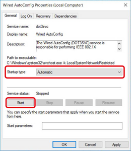 Set startup type on automatic Set startup type on automa