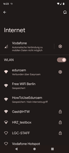 Screenshot © HTW Berlin Eduroam als Netzwerk auswählen