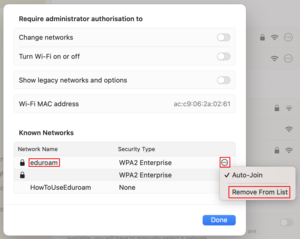 Window with known Wlan - Screenshot © HTW Berlin Window with known Wlan - Screenshot © HTW Berlin